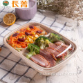 Wegwerp Bento Food 2 Compartimentpapier rechthoekige lade